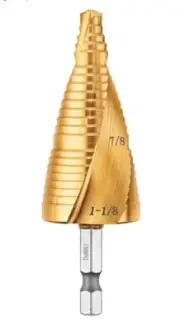 DeWalt, 7/8"- 1-1/8" Titanium Impact Ready (2X Longer Life)Step Drill Bit 1789IR