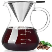 Unbreakable Pour Over Coffee Maker with Double Stainless Filter 5 Cup, Thicke...