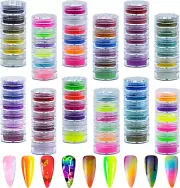 36 Colors Pigment Powder for Nails Fluorescent Nail Powder Colorful Pearlescent