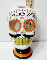 InHomestylez by Blue Sky Clayworks Day of the Dead Skull T-Lite Candle Holder