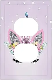 Purple Unicorn Magical 1 Gang Electrical Duplex Outlet Covers Decorative Wall Plate Light Switch Plate Cover Outlet Receptacle Faceplate for Home Room Decor