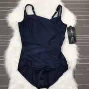Miraclesuit Network Madero swimsuit size 18 DD cup sheer panel blue