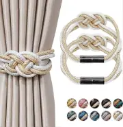 Wonderful 2 Pieces Magnetic Curtain Tiebacks - No Drilling Installation, Premium Material Beige and White