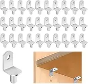 30 Pieces Shelf Support Pegs, 5mm/0.19 Inch Cabinet Shelf Pegs, L Shaped Metal Shelf Pegs for Shelves, Kitchen Cabinet Shelf Pegs (Silvery)