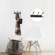 Dual Wall Hook Stainless Steel Base 10 Inch 3 Hooks Coat Towel Holder Black