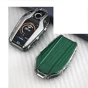 FLJKCT Carbon Style TPU Car Key Case Key Cover Display Key,for BMW 5 7 Series G11 G12 G30 G31 G32 i8 I12 I15 G01 G02 G05 X5 G07 X7