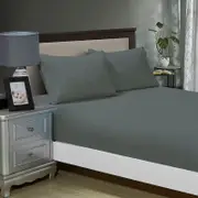 Fabric Fantastic 1000tc Ultra Soft Queen Size Bed Charcoal Fitted Sheet & 2 Pillowcases Set