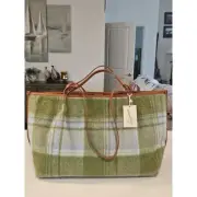 Universal Thread Goods Co Tote Blue and Green Bar Recycled Polyester NEW