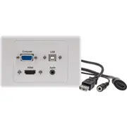 Pro.2 PRO3425 USB-B 3.5mm Audio VGA HDMI Wall Plate with USB-B Flexible Lead