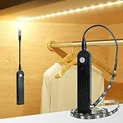 Sensky Rechargeable Motion Sensor LED Strip Light, Dimmable Under Cabinet Lighting with PIR Motion Sensor for Wardrobe, Cupboard, Hallway, Stairs (2M, Warm White, Black)
