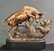 Treasure of Nature 10"x9.5" Bull & Bear Figurine, Bronze Plated N wo Box