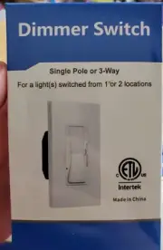 BLACK Dimmer Light Switch, Single-Pole or 3-Way 120V ***BLACK***