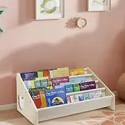 icnjdMopclean Nursery Bookshelf 4 Tier Wooden - Montessori Book Shelf for Kids Rooms, Kids Book Shelves for Toddler Play Room Decor