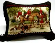 Equestrian English Fox hunt Toile Designer Pillow. With insert