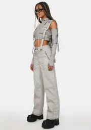 [DARKER WAVS] Compression Unisex Suspender Backpack Pants