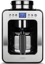 CASO Coffee Compact Electronic - Designer Coffee Machine with Grinder, 4 Cups of Coffee, Also Suitable for Pre-Ground Coffee Powder, Removable Brewing & Grinder, LCD Display, Timer, Warming Function