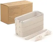 Bento Box Lunch Box, 3 Layers Lunch Containers for Adults and Kids,Portable Bento Lunch Box with Removable Cutlery Leak-Resistant Bpa Free