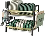 BETTWILL Dish Drying Rack – Carbon Steel Dish Racks for Kitchen Counter – 2 Tier Dish Drying Rack with 2 Drainer Trays,Kitchen Organizer
