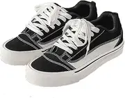 [nichangyuyi] Autumn Korean Version Canvas Shoes Couples Sports Casual Board Shoes, Black, 8