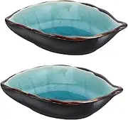 Gatuida 2pcs Leaf Shaped Ceramic Spoon Holder Utensil Rest for Kitchen Counter Stovetop Cute Dipping Sauce Dish Chopstick Rest Compact Design for Modern Farmhouse Decor