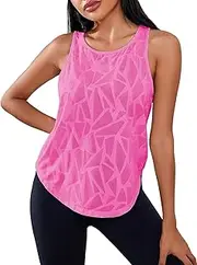 [Floerns] Women's Workout Tops Geo Print Sleeveless Athletic Running Tank Tops