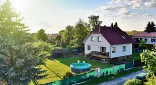 Detached villa in South Bohemia with outdoor pool in the fenced garden