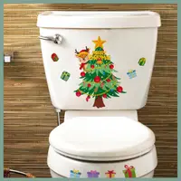 在飛比找蝦皮購物優惠-【wx】聖誕樹禮物廁所貼紙耐用防水 Pvc 浴室家居裝飾品逼