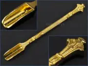 Gold Mini Tiny Metal Spoon Scoop Pick Up Small Items Shovel or Fish Feed Feeder