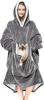 [Cozystar] Wearable Blanket Hoodie with Giant Pocket Extra Soft Sherpa Fleece Warm ＆ Cozy Oversized Gifts for Men Women
