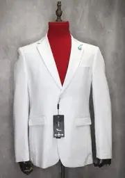 Men's T.R. Premium Solid White Casual Slim Fit Blazer TRB-752