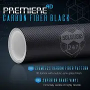 4D Black Carbon Fiber Gloss Vinyl Wrap Bubble Free Air Release 24" x 60" In Roll (for: Honda Civic)