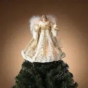 Gerson Electric Lighted White Polyester Angel Tree Topper with 10 Lights 14 inch