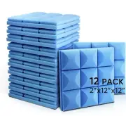 Acoustic Foam Panels, 12 Pack Blue 2" 12x12 Sound Proof Sound Padding