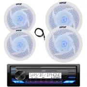 JVC KD-X38MBS Marine Radio, 2x 8" + 2x 6.5" Blue LED White Speakers, Antenna