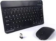 Wireless Bluetooth Keyboard and Mouse Combo - 10-Inch Rechargeable, Long Battery Life Over 30 Days, Ultra-Silent Keys, Compatible with iPad, Laptop, Android, and Windows (Black)