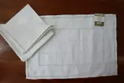 NWT 1950s Imperial 8 pc Linen Placemat Set Ivory Drawn Thread Work ORIG LABEL