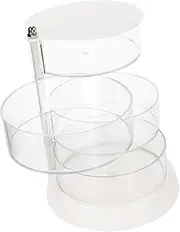 AUTSUPPL 4Tier Rotatable Makeup Organizer Box Transparent Storage for Cosmetic Pads Hair Clips Jewelry Accessories Space Saving Design for Vanity Bathroom Use