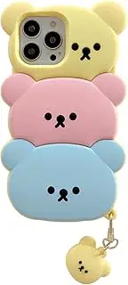 YAKVOOK for iPhone 13 Pro Max Kawaii 3D Silicone Cartoon Case with Keychain Fun Apply to iPhone 13 Pro Max Cute Soft Rubber Shockproof Protective Case for Women Girls