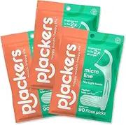 [Plackers] Micro Line Dental Floss Picks, Fold-Out FlipPick, Tuffloss, Easy Storage with Sure-Zip Seal, Fresh Mint Flavor, 90 Count (Pack of 3) (Packaging May Vary)