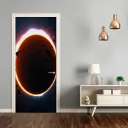 Self adhesive Door Wall wrap removable Peel & Stick Decal Universe Eclipse