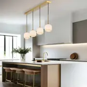 Bobo Bar LED Pendant Light 4Lt in Antique Gold/Opal Matt or Black/Smoke