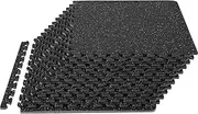 VEVOR 0.56Inch 48sq.ft 12 Tiles Gym Flooring for Home Gym, Rubber Top with High Density EVA Foam,24 x 24In Gym Floor Exercise Equipment Mats, Interlocking Gym Mats, Puzzle Workout Mats, Black & Grey