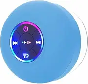Portable Shower Speaker with Light, Bluetooth Waterproof Speaker Wireless, Mini Bluetooth Speaker Suction for Bathroom Blue