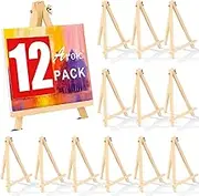 AROIC 12 Pack 9 Inch Wooden Easels, Traditional A-Frame Tabletop Easels for Painting, Crafts, and Display, Pine Wood, Wooden Color