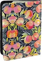 [JEJEA] Colorful Peach Print Travel Organizer Credit Cards Case Passport BookPassport Holder Cover Wallet forTraveling,, Black, One Size