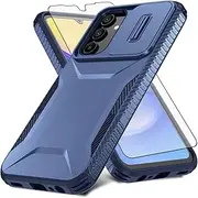 [Asuwish] Phone Case for Samsung Galaxy A15 5G/4G with Tempered Glass Screen Protector and Slide Camera Cover Slim Rugged Hybrid Shockproof Protective Hard Cell Accessories A 15 G5 15A Women Men Blue