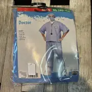 Doctor Halloween Costume Blue Size XL(40-42) Top Pants Cap Mask Stethoscope