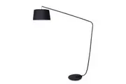 Sarantino Metal Arc Floor Lamp in Black Finish with Linen Taper Shade