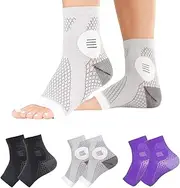 [FAINCA] Pack of 3 Compression Socks, Ankle Brace Compression Socks, Arch Support Socks, Support Stockings, for Running, Baseball, Basketball, Tennis and Other Sports, Black/White/Purple, One Size