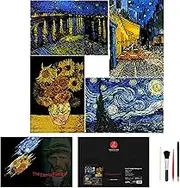 Scratch Rainbow Painting Art Paper Scratch Art for Adults&Kids,DIY Sketch Scratchboard with 4 Tools - Cafe Terrace, Sunflowers, Starry Night Creative DIY Art & Craft Gift Scratch Painting Paper Set